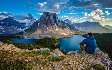 British Columbia Canada Lake Magog And Mount Assiniboine Mount