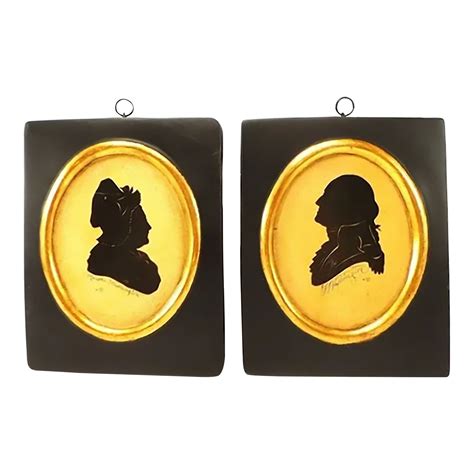 Signed Vintage George And Martha Washington Cameo Silhouettes Art Chairish