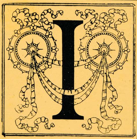 1921 Art Nouveau Initial Cap Letter I Graphic Design Original Sil1