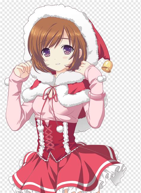 Brown Hair Anime Girl Christmas Outfit Anime Wallpaper Hd