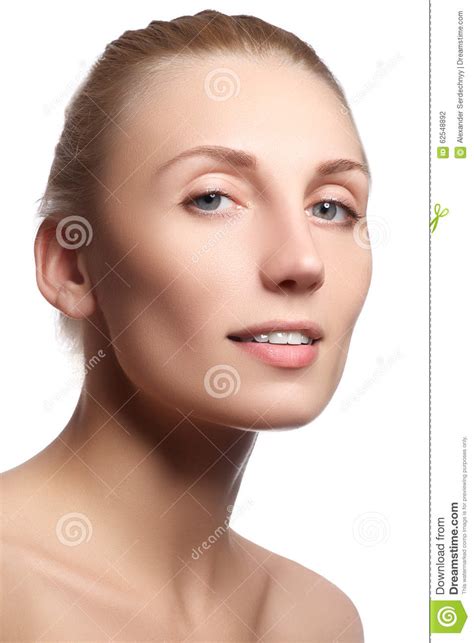 Beautiful Face Of Young Woman With Clean Fresh Skin