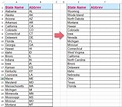 How to convert full state names to abbreviations in Excel?