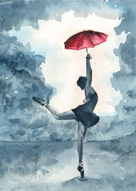 Beautiful Girl Dancing Under Umbrella Girls Room Decor Original