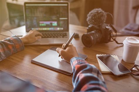 Freelance Editor Working With Footage Video Stock Photo Download
