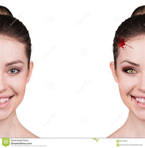 Woman With Vampire Fangs Stock Photo Image Of Makeup 63145864