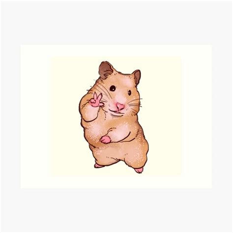 I Draw Peace Sign Hamster Smile For Camera Funny Animal Meme Art
