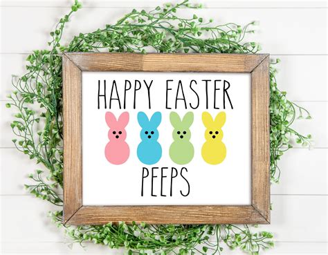 Happy Easter Peeps Sign Rae Dunn Easter Digital Etsy Easter Peeps