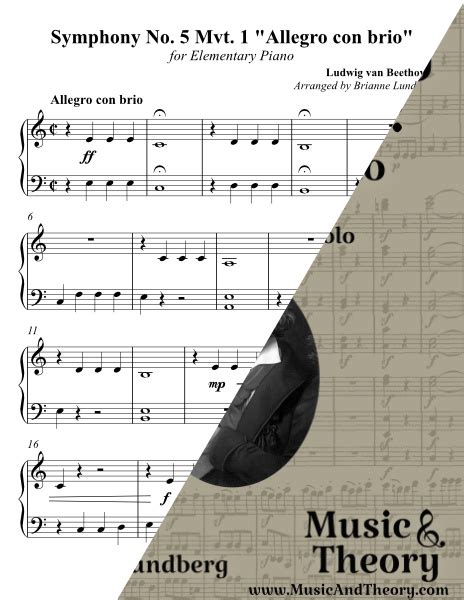 Beethovens Fifth Symphony Theme Beginner Piano Sheet Music Musicandtheory