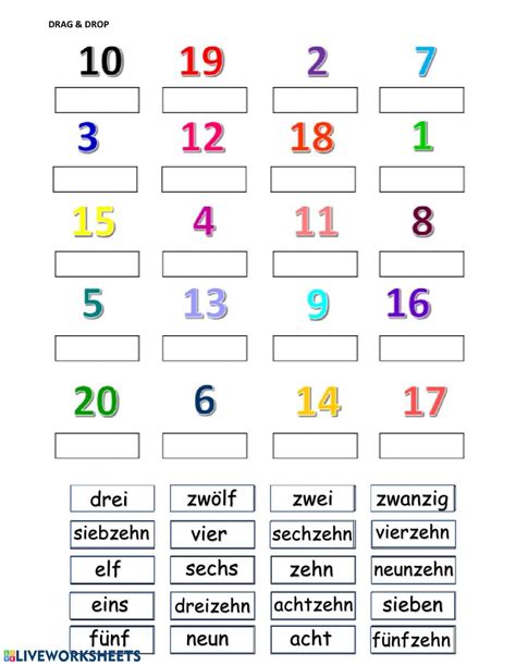 Zahlen Online Worksheet For A1 You Can Do The Exercises Online Or