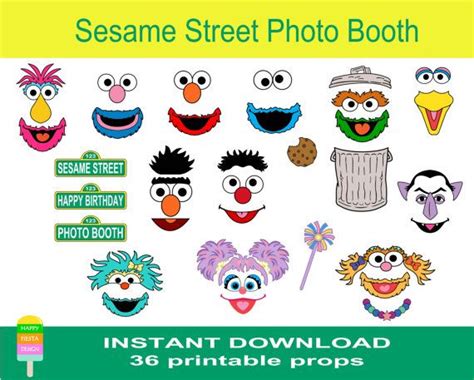 Sesame Street Photo Booth Props36 Pieces Printable Sesame Street Prop