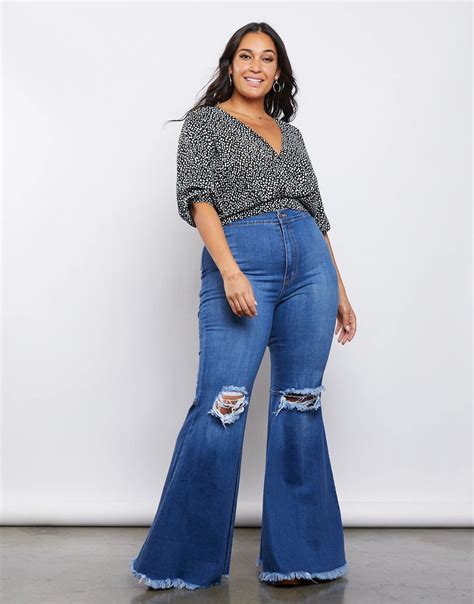 Plus Size Dancing Queen Flared Jeans Super Flare Jeans Flare Jeans