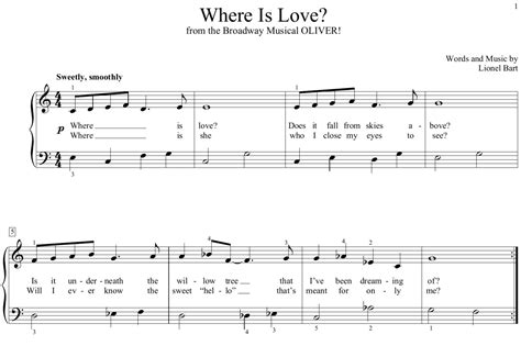 Where Is Love Oliver Sheet Music Audiolover