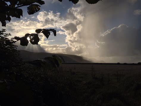 Evening Falls At Porlock Bay Exmoor Uk Celestial Clouds Sunset