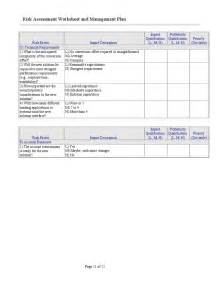 Risk Assessment Worksheet