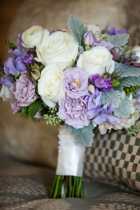 Purple Lavender And White Bridal Bouquet