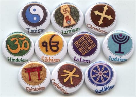 World Religions Religious Symbols 10 Pinback 1 Buttons By Yesware