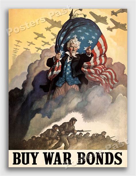 1940s “buy War Bonds” Uncle Sam Wwii Historic War Poster 24x32 Ebay