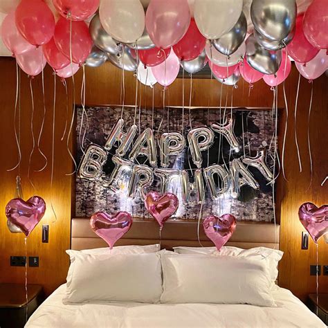 Hotel Bedroom Balloons In 2023 Birthday Room Decorations Surprise