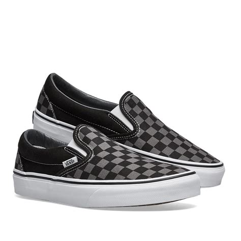 Vans Ua Classic Slip On Black And Pewter Checkerboard End