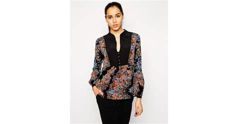 Lyst Cynthia Vincent Bell Sleeve Silk Blouse