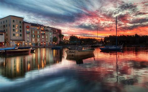 Portofino Italy Boat Sea Water Reflection Sunset Clouds