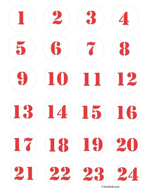 Numbers For Calendars 1 31