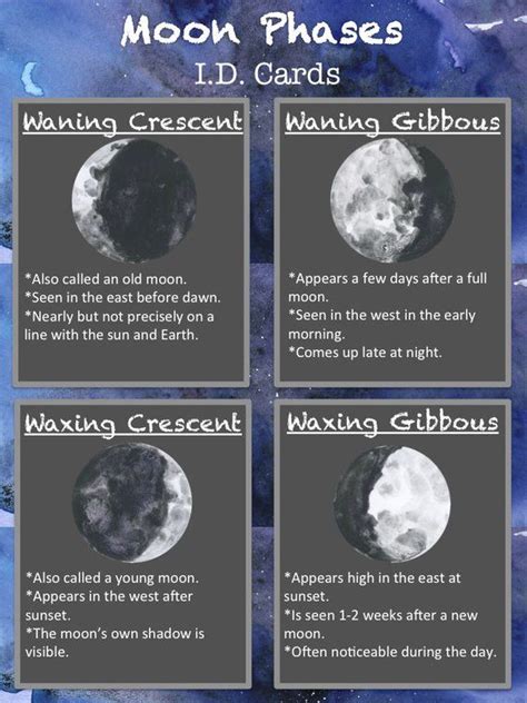 Phases Of The Moon Printable Cards Printable Word Searches