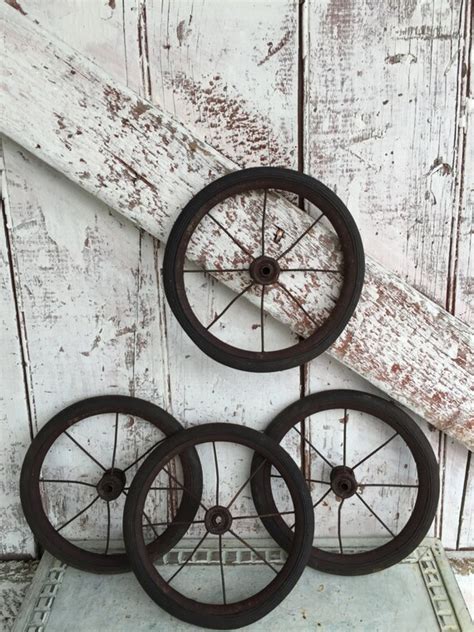 Antique Wheels Metal Rubber Small Spoked Baby Carriage Wheels