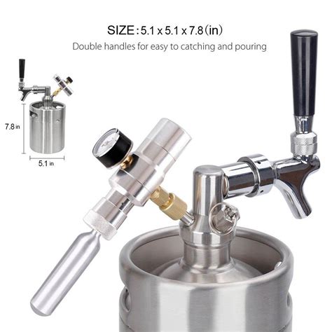 Portable Stainless Steel Pressurized Keg Beer Growler With Co2 Sysyem