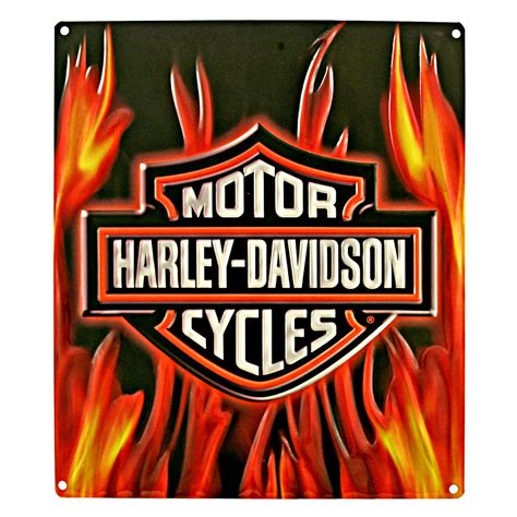 Harley Davidson Flame Logo Tin Sign Elite Home Gamerooms