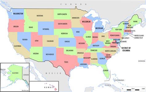 Us Map With Labeled States Map