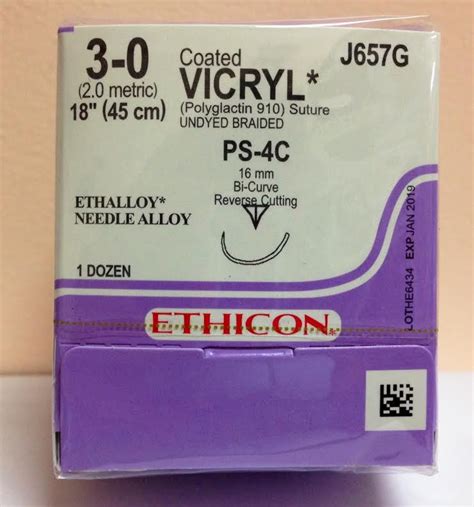 Ethicon J657g Coated Vicryl Polyglactin 910 Suture