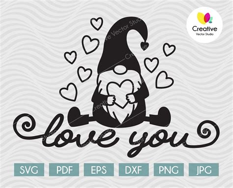 Valentines Gnome svg, Gnome Boy with Hearts svg | CreativeVectorStudio