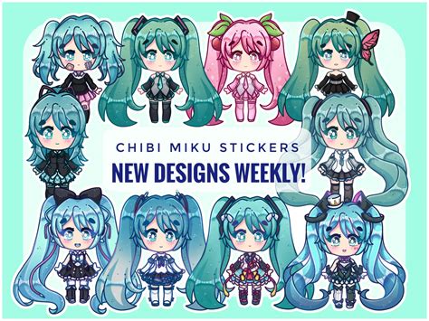 Chibi Miku Stickers Weekly New Designs Cute Kawaii Anime Etsy