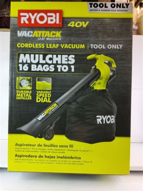 ryobi ry40450 40v vac attack leaf mulcher with 4ah battery and charger for sale online ebay