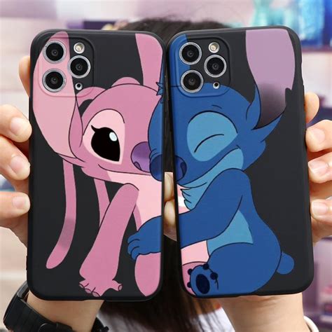 Stitch Cartoon Couple Black Soft Case For Apple Iphone 12 Mini Pro Max Se 2020 5 5s Se 6 6s 7 8