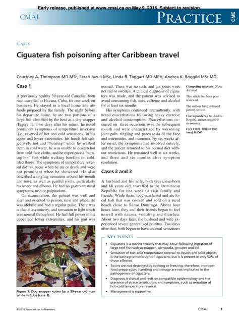 Pdf Ciguatera Fish Poisoning After Caribbean Travel