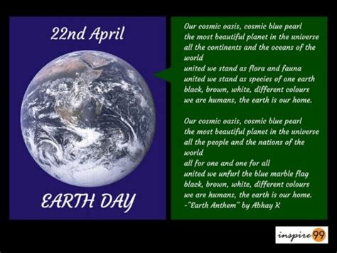 22nd April Earth Day A Call To Mobilise Inspire99