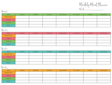 Monthly Menu Planning Template | Images and Photos finder