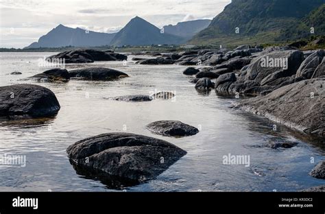 Arctic Ocean Seashore Scenic Landscape Norway Lofoten Stock Photo Alamy