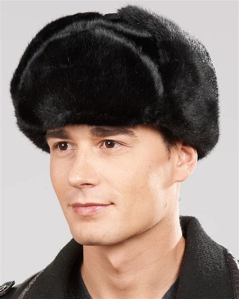 Black Faux Fur Russian Ushanka Hat