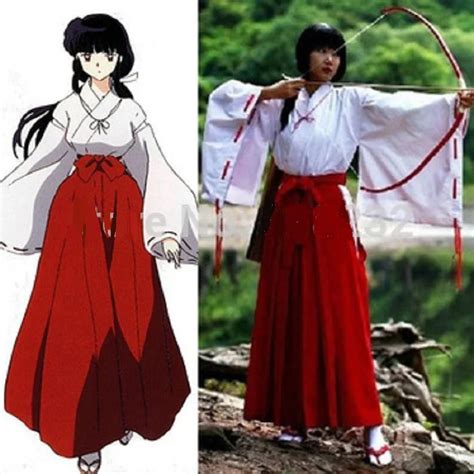 Inuyasha Kikyo Mikofuku Kimono Uniform Outfit Cosplay Costumes S Xl