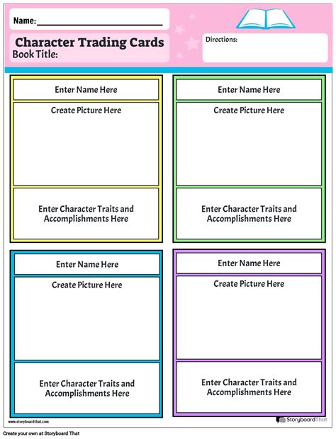Trading Cards Color Storyboard By Worksheet Templates