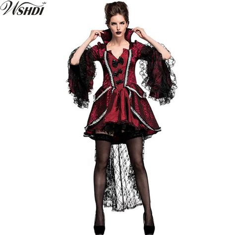 Deluxe Sexy Gothic Vampire Queen Costumes Halloween Fantasy Adult Costumes Womens Witch
