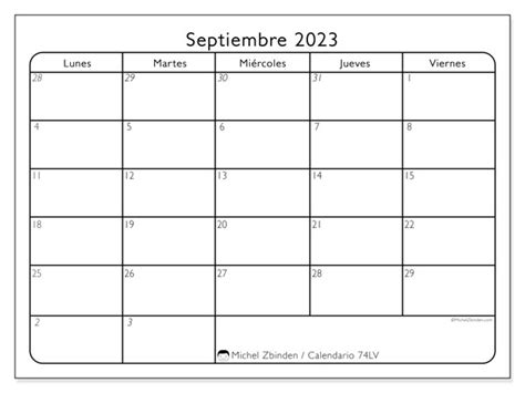 Calendario Septiembre De 2023 Para Imprimir “56ld” Michel Zbinden Py