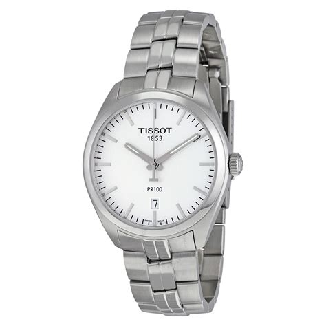 Tissot Pr100 Silver Dial Stainless Steel Mens Watch T1014101103100 T1014101103100