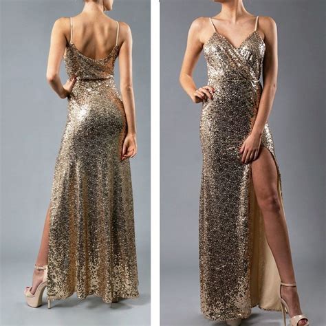 Beautiful Sequin Gold Party Dress Gold Party Dress Dresses Backless