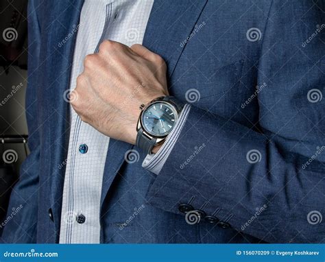 A Man In A Classic Suit Shows An Expensive Wristwatch Stock Image
