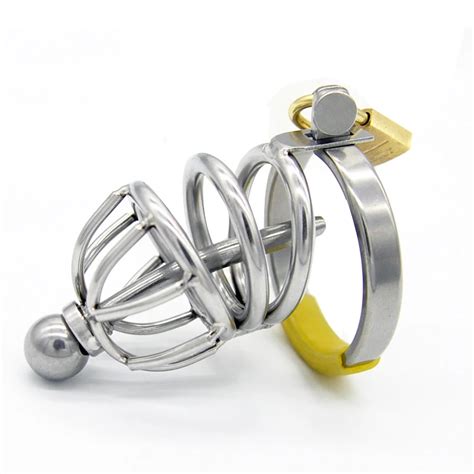 Stainless Steel Male Chastity Device With Urethral Sound Cock Cage Penis Plug Chastity Belt Sex