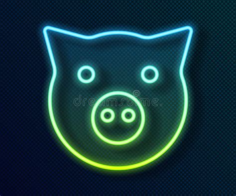 Glowing Neon Line Pig Icon Isolated On Black Background Animal Symbol